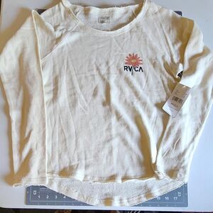 NWT Rvca Women's Yellow and Cream Sweatshirt